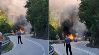 Drama kod Jablanice: Zapalio se kombi u vožnji, vatrogasci se bore s vatrom