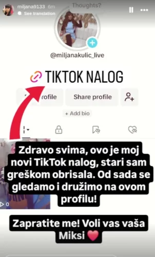 stori / Izvor: Instagram printscreen/miljana9133