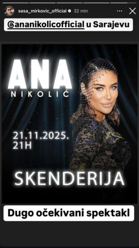 ANA NIKOLIĆ 21. NOVEMBRA U SKENDERIJI! / Photo: Instagram