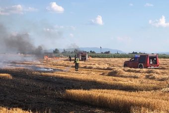 Veliki požar na njivi u BiH: Gore pšenica i rolo-bale (FOTO)