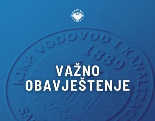 Saopštenje iz KJKP Vodovod i kanalizacija